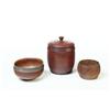 Image 1 : THREE DECORATED TREENWARE CONTAINERS.