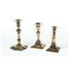 Image 1 : THREE BRASS CANDLESTICKS.