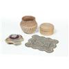 Image 1 : FOUR AMERICAN INDIAN PINCUSHION, PAD, AND BASKETS.
