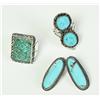 Image 1 : TWO TURQUOISE RINGS AND PAIR OF EARRINGS.