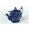 Image 7 : PAIR OF CANDLESTICKS AND HISTORIC BLUE STAFFORDSHIRE SUGAR AND TEAPOT.