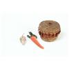 Image 1 : MINIATURE INDIAN BASKET AND TWO PINCUSHIONS.