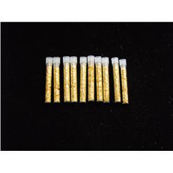 10 GLASS VIALS OF GOLD FLAKE