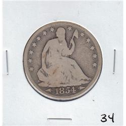 1854 SEATED HALF DOLLAR