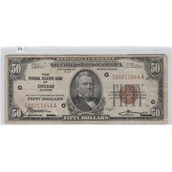$50 FRBN BROWN SEAL CURRENCY 1929