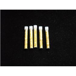 5 GLASS VIALS OF GOLD FLAKE