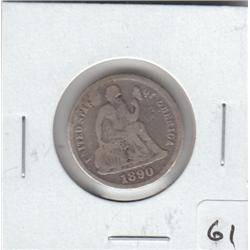 SEATED 1890 SILVER DIME
