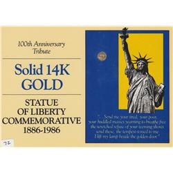 SOLID 14 K GOLD LIBERTY COMMEMORATIVE