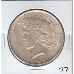 $1 SILVER PEACE1922 HIGHER GRADE