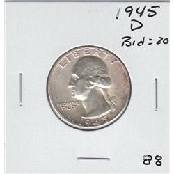 1945 D UNC SILVER QUARTER FLASHY