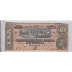 $10 CSA CONFEDERATE 1864