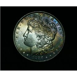 Beautiful Rainbow Toned 1887-p Morgan Dollar Grades Choice Uncirculated ms64