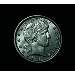 1892-p Barber Quarter 25c Grades Select Uncirculated ms63