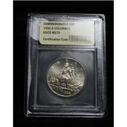1992-d Columbus Quincentenary Commemorative Uncirculated 50c Graded ms70