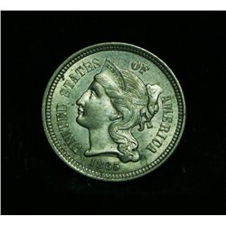 1865 3 Cent  Nickel Grades ms64  CIVIL WAR ISSUE