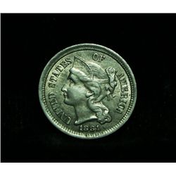 1881 Three Cent Nickel 3c Grades ms60