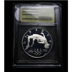 1996-p Olympic High Jump Proof Commemorative Silver Dollar Graded PR70 DCAM