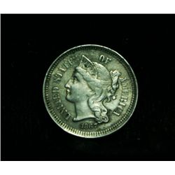 1867 3 Cent Nickel Grades Almost Uncirculated au50