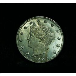 1883 Liberty 'V' Nickel 5c 'No Cents' Variety Grades Gem Uncirculated ms65