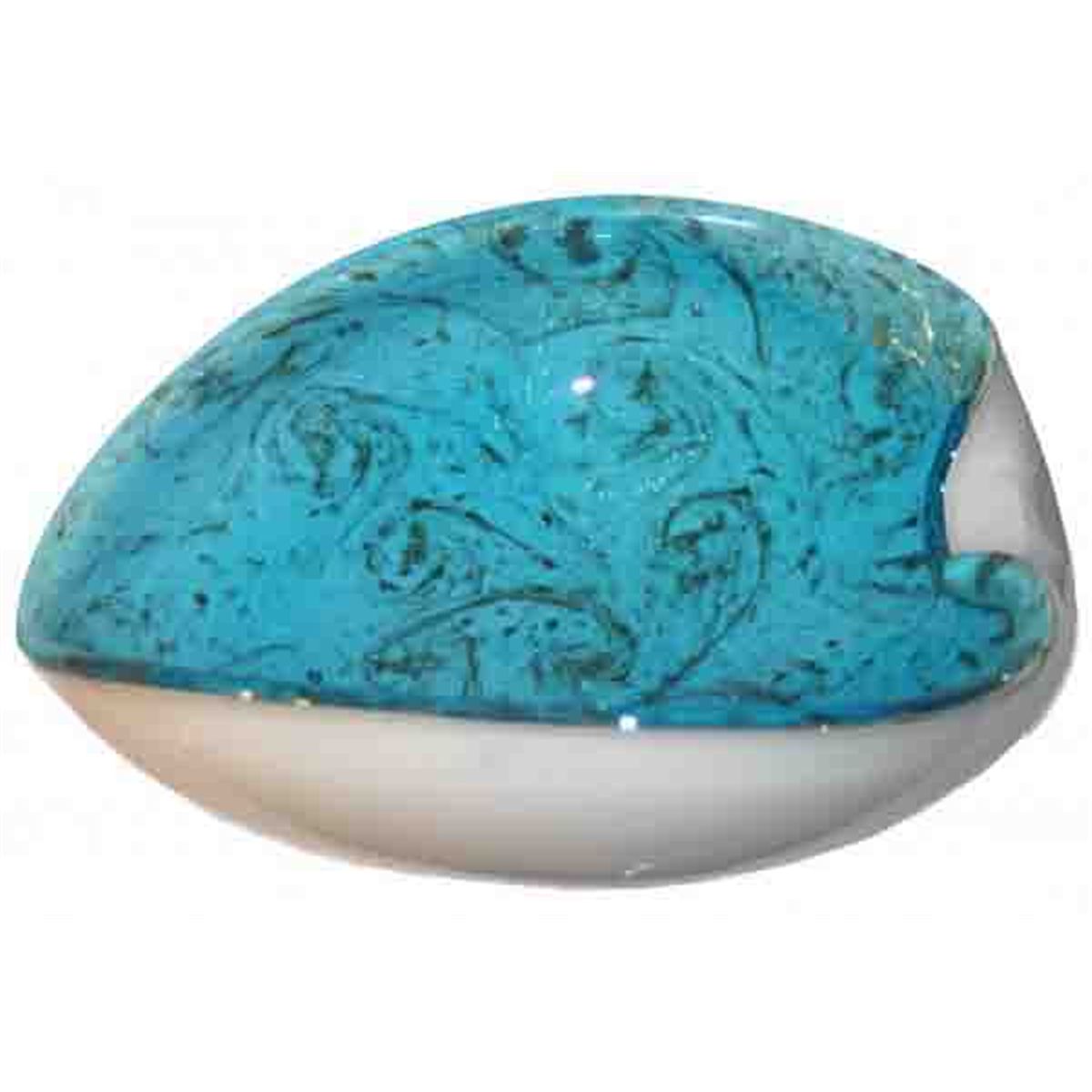 Turquoise Murano Clam-shell Bowl Cased in White with Copper Adventurine ...
