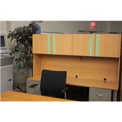 MAPLE TABLE DESK WITH CREDENZA & HUTCH