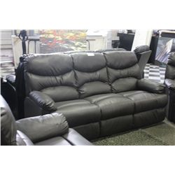 BROWN LEATHER 3 PIECE SOFA SET WITH 2 RECLYNING