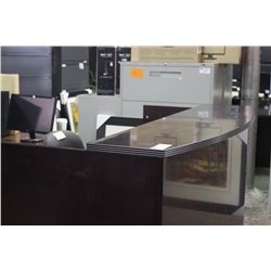 DARK MAHOGANY BOWFRONT RECEPTION DESK