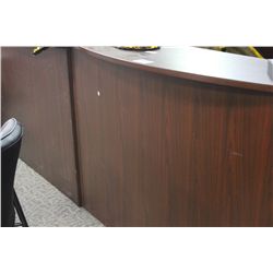 DARK MAHOGANY BOWFRONT RECEPTION DESK