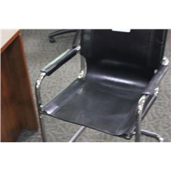BLACK LEATHER SLED BASE CLIENT CHAIR