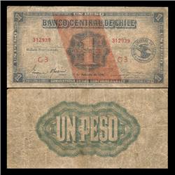 1942 Chile 1 Peso Note Circulated (CUR-05871)