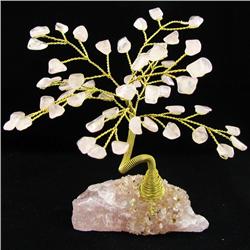 Handcrafted Rose Quartz Brass Wire Tree (DEC-441)