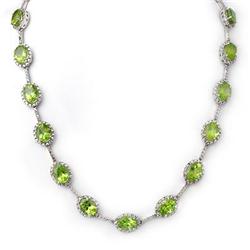 Genuine 45 ctw Peridot & Diamond Necklace White Gold