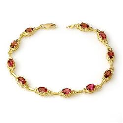 Genuine 4.5 ctw Pink Tourmaline Bracelet 10K Yellow Gold