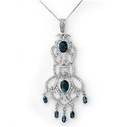 Genuine 8.15 ctw Sapphire & Diamond Necklace 14K Gold
