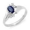 Genuine 0.77 ctw Sapphire & Diamond Ring 10K White Gold