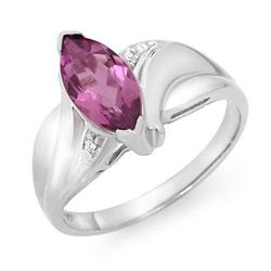 Genuine 1.25 ctw Amethyst & Diamond Ring 10K White Gold