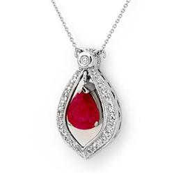 Genuine 4.4 ctw Ruby & Diamond Necklace White Gold