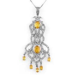Genuine 7.65 ctw Yellow Sapphire & Diamond Necklace 14K