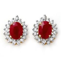 Genuine 4.44 ctw Ruby & Diamond Earrings Yellow Gold