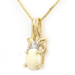 Genuine 0.50ctw Opal & Diamond Pendant 10K Yellow Gold
