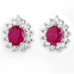 Genuine 4.44 ctw Ruby & Diamond Earrings White Gold