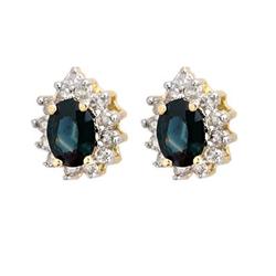 Genuine 4.05 ctw Sapphire & Diamond Earrings 14K Gold