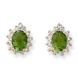 Genuine 3.75ct Green Tourmaline & Diamond Earrings Gold