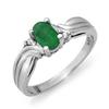 Genuine 0.54 ctw Emerald & Diamond Ring 10K White Gold