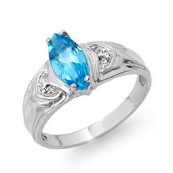 Genuine 1.25 ctw Blue Topaz & Diamond Ring White Gold