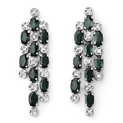 Genuine 6.33 ctw Blue Sapphire & Diamond Earrings Gold