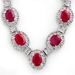 Genuine 39.70 ctw Ruby & Diamond Necklace 14K Gold
