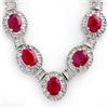 Image 1 : Genuine 39.70 ctw Ruby & Diamond Necklace 14K Gold