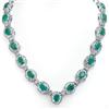 Genuine 37.7 ctw Emerald & Diamond Necklace White Gold