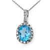 Genuine 2.05 ctw Blue Topaz & Diamond Pendant 10K Gold